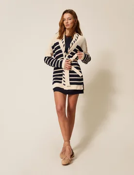 Cardigan en maille avec rayures - TWINSET - FashionsVida