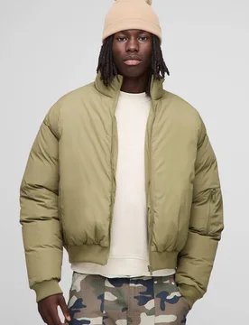 Herren Regular Fit Mono Wattierte MA1 Bomberjacke Olive Größe Medium - boohooMAN - FashionsVida