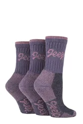 Women's 3 Pair Luxury Terrain Boot Socks Purple / Rose 4-8 Ladies - Multi Coloured - Size: Small