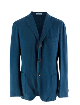 Blue Textured Jacket / Blazer - Boglioli - FashionsVida