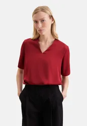 Blusenshirt mit V- Neck aus Satin Rot 34
