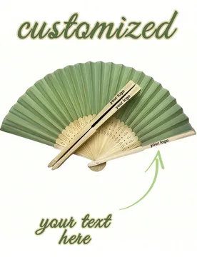 Piezas Abanico plegable personalizado para mujer, verde fresco, decoración de boda de verano, con tarjeta de agradecimiento con lazo y bolsa de malla - Shein - FashionsVida
