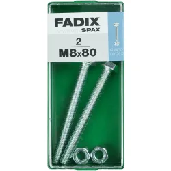 Tornillo Cabeza Hexagonal + Tuerca M8 x 80 mm - Caja 2 Uds