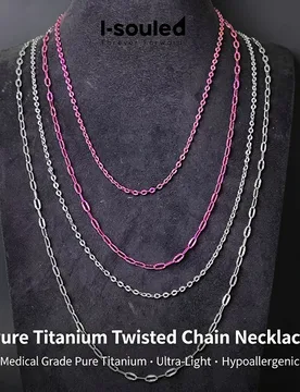 Pure Titanium Welded Twisted Chain Necklace, 3/4mm, Natural titanium/Purple pink, Hypoallergenic, Fade/Rust-Proof - Aliexpress - FashionsVida
