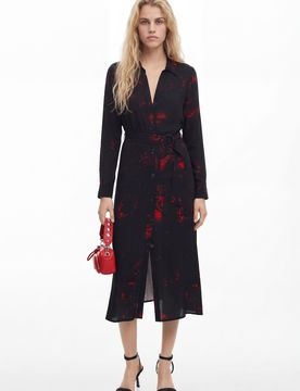 Robe chemise midi M. Christian Lacroix, Viscose, Noir, XS