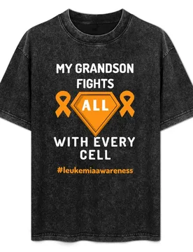 My grandson fights leukemia with every cell, Leukemia awarenes T-Shirt Big and Tall Basic Tee Shirt - Aliexpress - FashionsVida