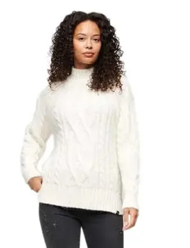Maglione High Neck Cable Off White L