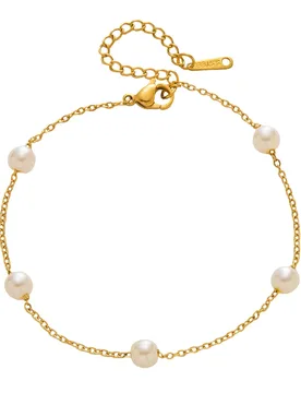 Vintage Punk Fashion Simulated Pearl Charm Bracelet Female Gold Color Stainless Steel Chain Link Bracelets for Women Jewelry - Aliexpress - FashionsVida