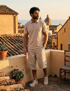 Shorts baggy in cotone - nude