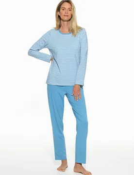 Pyjama Sleep Well, normale Größen, Farbe Blau, 36, weiche Baumwolle hochwertige Interlock-Qualität Damen - Walbusch - FashionsVida