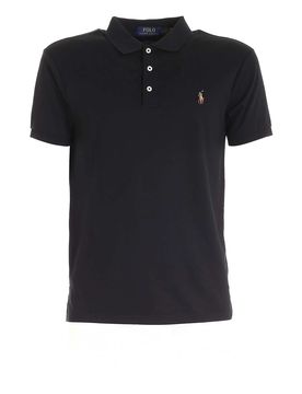 Polo nera con ricamo logo