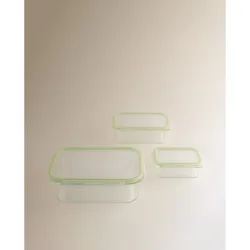 Set de 3 herméticos rectangulares de vidrio
