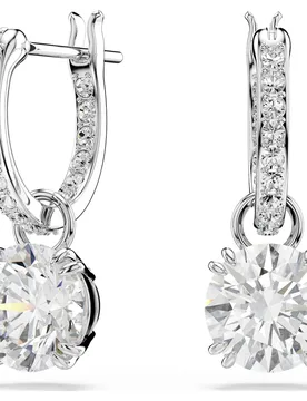 Orecchini pendenti Stilla, Taglio Round, Bianchi, Placcato rodio OS - Swarovski - FashionsVida