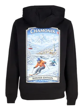 Felpa Cappuccio Uomo Holidays Winter Edit Chamonix Hoodie Black - ATIPICI - FashionsVida