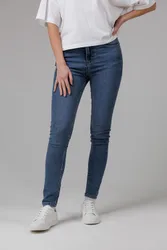 Womens Blue Cotton Blend Stretch High Rise Skinny Denim Jeans - Size 14 Uk