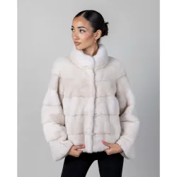 Chaqueta de mujer de pelo de visón con cuello levantado