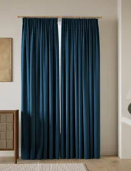 Velvet Pencil Pleat Curtains Petrol