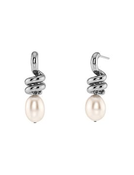 Pendientes SWIVEL PEARL Large steel plata
