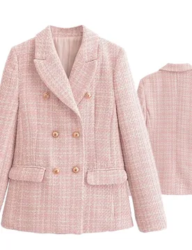 Jenny&Dave Minimalist Women's Double Breasted Suit Jacket Women Tops Fashion Office Ladies Tweed Texture Blazers Women - Aliexpress - FashionsVida