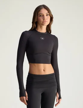 Top corto a maniche lunghe da allenamento by Stella McCartney L Black - Adidas - FashionsVida