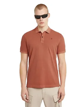 Polo à Manches Courtes Dunda Overdyed Slim Etruscan Red Gd XS
