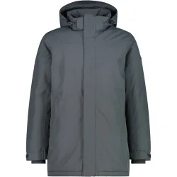 Man parka zip hood chaqueta impermeable insulada hombre Gris (48)