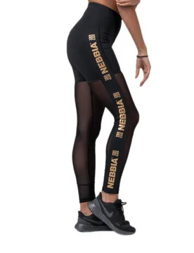 Leggings Intense Gold Mesh Black XS - Nebbia - FashionsVida