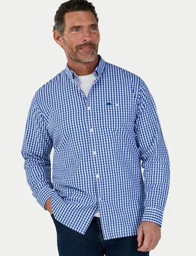Classic Long Sleeve Gingham Mens Shirt - - Size: XXL - Raging Bull - FashionsVida