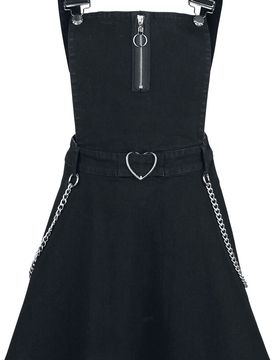 Gothic Kurzes Kleid - Love Me Right Dungeree Style Dress - S bis XXL - für Damen - Größe L - schwarz - Frauen - female