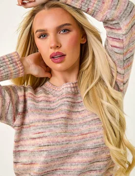 Women's Petite Space Dye Knitted Jumper in Beige Size: 14 - Beige - Size: 14 - Roman - FashionsVida