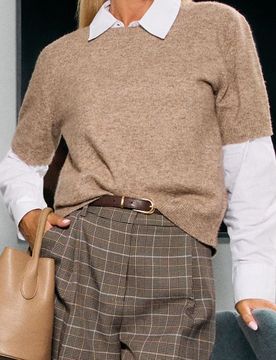 Maglia-blusa con miscela di lana - caffè