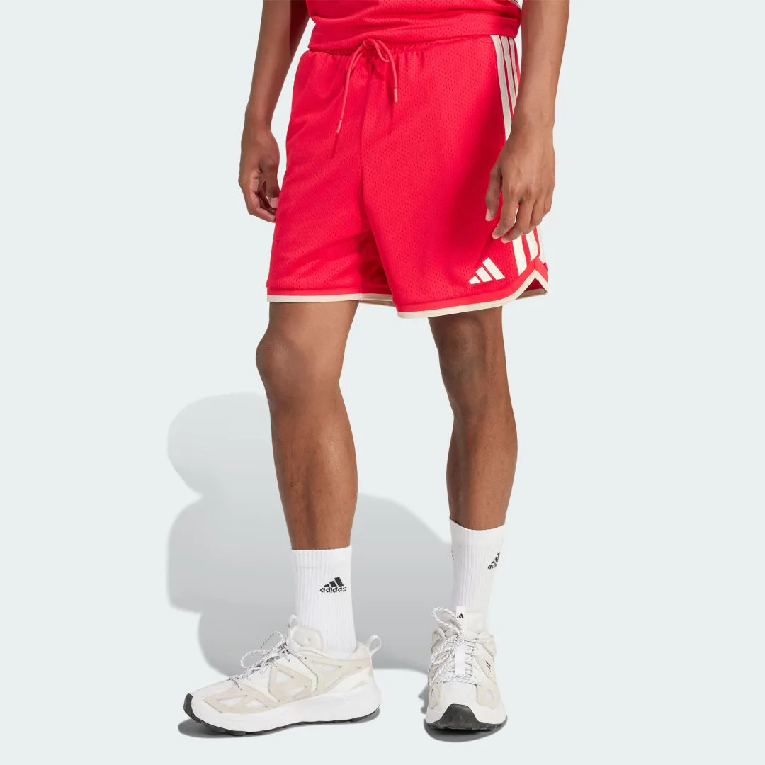 SHORT STADIUM MESH L Pure Ruby / Crystal Linen / Off White - Adidas - FashionsVida