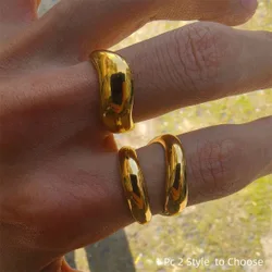 Pieza Anillo ondulado chapado en oro de 18K de acero inoxidable, adecuado para uso diario de mujeres, regalo