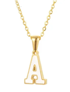 Fashion White Surface 26 A-Z Initial Letter Name Pendant Female Gold Color Stainless Steel Alphabet Necklace for Women Jewelry - Aliexpress - FashionsVida