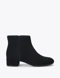 Suede Block Heel Round Toe Ankle Boots Black female