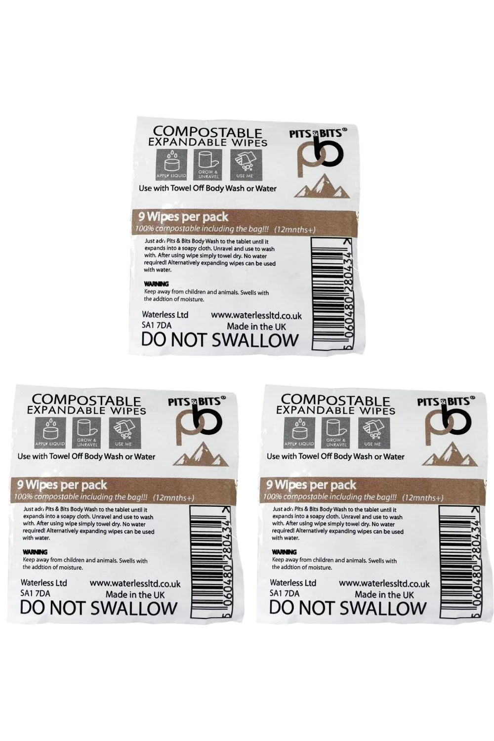 Compostable Expanding Wipes - Triple - - Size: ONESIZE - Pits & Bits - FashionsVida