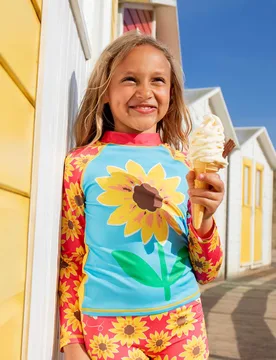 Piece Floral Long Sleeve Rash Vest Swim Set (2-10 Yrs) Pink male - Frugi - FashionsVida