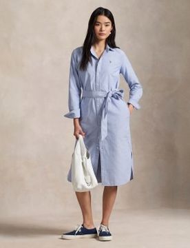 Para mujer. 211928804002 Vestido camisero de algodón con cinturón (30), Casual, Manga larga