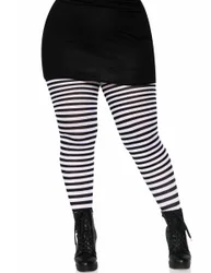Gestreifte Strumpfhose in Plus Size Kostümaccessoire weiß-schwarz