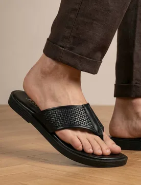 Leather Flip Flops Black male - Jones Bootmaker - FashionsVida