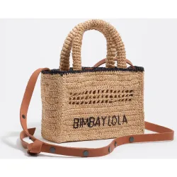 Bolso de mano de mujer mini trenzado rafia