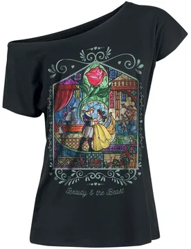 Beauty and the Beast - Disney T-Shirt - Rose - L bis 5XL - für Damen - Größe XXL - schwarz - Lizenzierter Fanartikel - Frauen - female - Die Schöne und das Biest - FashionsVida