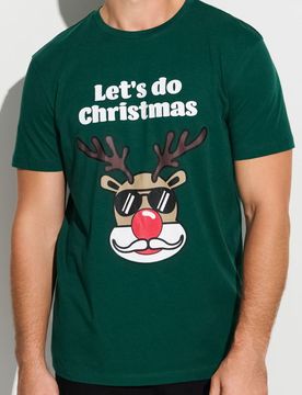 T-shirt in cotone con stampa - verde acciaio