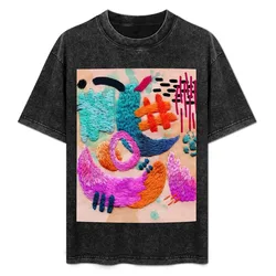 Abstract embroidery T-Shirt Casual Graphic Print Tee