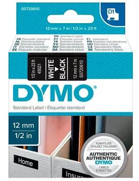 Ruban Adhésif Étiquettes D1 45021 12 Mm White / Black One Size unisex - DYMO - FashionsVida