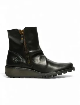 Womens MON944 Leather Heel Zip-Up Ankle Boots - - Size: 4 - FLY London - FashionsVida