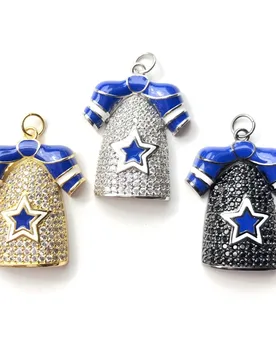 Pcs Bling Zirconia Pave Blue Star Uniform Suit Charm Jersey Pendant Women Bracelet Necklace Making Jewelry Findings Wholesale - Aliexpress - FashionsVida