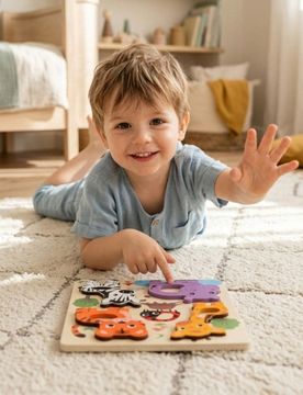 Puzzle in legno con motivo animali 5 pezzi - multicolor