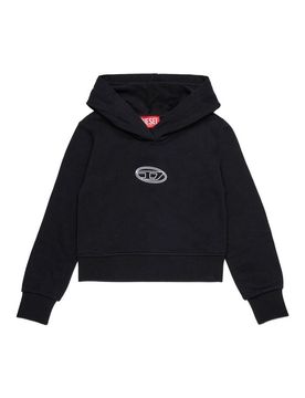 Felpa nera in cotone con logo