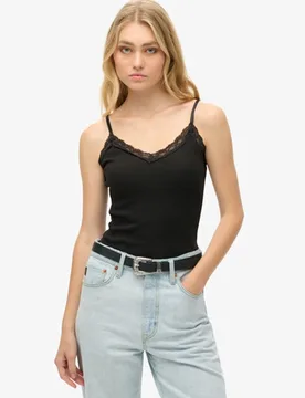 Superdry Damen Athletic Essential Lace Trim Cami Top Schwarz - Größe: 10-12 - 24.99 - FashionsVida